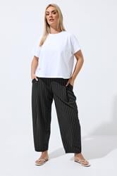 LIMITED COLLECTION Plus Size Black Pinstripe Barrel Trousers | Yours Clothing 3
