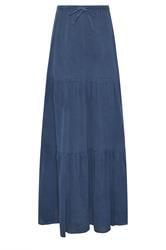 LTS Tall Navy Blue Acid Wash Tiered Maxi Skirt