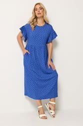 YOURS Plus Size Blue Polka Dot Midi Dress | Yours Clothing 3