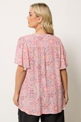 YOURS Plus Size Pink Paisley Print Pintuck Blouse | Yours Clothing 2