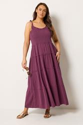 YOURS Plus Size Dark Pink Cheesecloth Tiered Dress | Yours Clothing 3