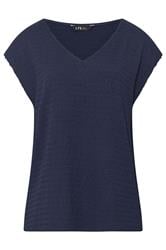 LTS Tall Navy Blue Textured Top