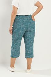 YOURS Plus Size Green Paisley Cropped Trousers | Yours Clothing 2
