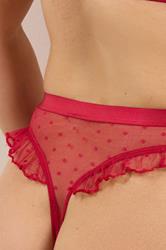 YOURS Plus Size Red Mesh Embroidered Thong 4