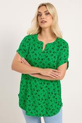 YOURS Plus Size Green Floral Notch Neck Top | Yours Clothing 3