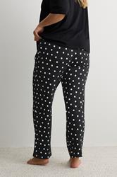 YOURS Plus Size Black Polka Dot Wide Leg Pyjama Bottoms | Yours Clothing 2