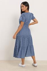 M&Co Petite Blue Dobby Tiered Maxi Dress | M&Co 2