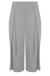 PixieGirl Petite Grey Pleated Cropped Wide Leg Trousers