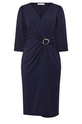 YOURS LONDON Plus Size Navy Blue Buckle Wrap Dress | Yours Clothing 5