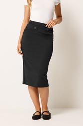 M&Co Black Button Detail Midi Skirt | M&Co 3