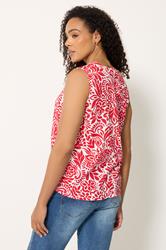 M&Co Red Floral Button Front Vest Top | M&Co 4