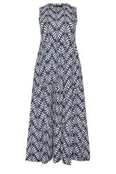 M&Co Petite Navy Blue Leaf Print Tiered Cotton Maxi Dress | M&Co 5