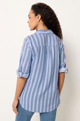 M&Co Blue Stripe Tab Sleeve Shirt 2