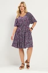 YOURS Plus Size Pink Ditsy Floral Smock Mini Dress | Yours Clothing 1