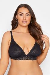 Plus Size Black Lace Triangle Bralette Lingerie Set