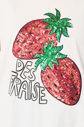 Yours Plus Size White Sequin Embellished Strawberry T-Shirt | Yours Clothing 4