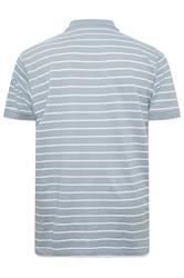 KAM Big & Tall Dusty Blue Stripe Print Polo Shirt | BadRhino 4