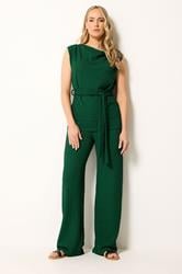 LTS Tall Women's Forest Green Textured Wide Leg Trousers | Long Tall Sally 3