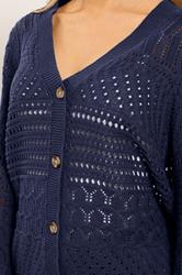 M&Co Navy Blue Crochet Button Through Cardigan | M&Co 4