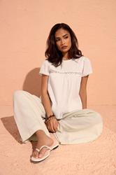 PixieGirl Petite Women's White Crochet Crinkle Top | PixieGirl 3