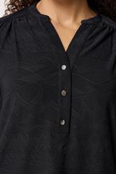 M&Co Black Jacquard Detail Half Placket Shirt | M&Co 4