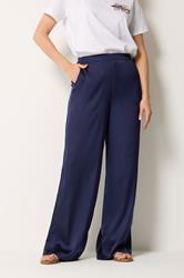 LTS Tall Women's Navy Blue Satin Wide Leg Trousers | Long Tall Sally 2