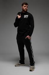 BDRNO Premium Big & Tall Black Printed Long Sleeve T-Shirt | BadRhino 1