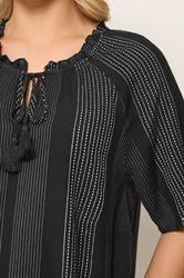 YOURS Plus Size Black Embroidered Notch Neck Blouse | Yours Clothing 4