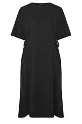 YOURS Curve Black Front Tie Midi Dress