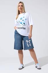 LIMITED COLLECTION Plus Size Blue Bow Jorts | Yours Clothing 1