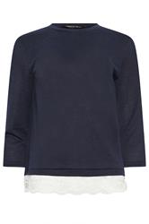 M&Co Navy Blue Lace Hem Top