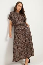 YOURS Plus Size Brown Leopard Maxi Dress | Yours Clothing 1