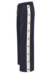 PixieGirl Petite Women's Navy Blue Side Popper Wide Leg Joggers | PixieGirl 6