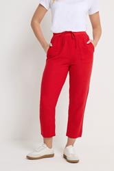 M&Co Red Linen Cropped Trousers | M&Co 1