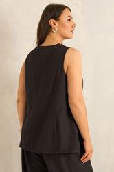 EVANS Plus Size Chocolate Brown Linen Waistcoat | Evans 4