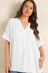 EVANS Plus Size White Short Sleeve Utility Blouse | Evans  1