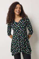 M&Co Black Spot Print Hanky Hem Top | M&Co 3