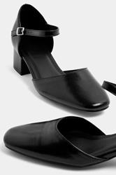 Black Square Toe Block Heels In Wide E | Yours Clothing 4