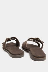 Chocolate Brown Double Buckle Footed Mule In Extra Wide EEE Fit 2