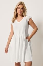 YOURS Plus Size White Broderie Anglaise Peplum Dress | Yours Clothing 3