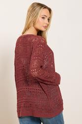 M&Co Berry Red Open Front Crochet Cardigan | M&Co 2