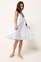 PixieGirl Petite Women's White Tiered Cotton Smock Mini Dress | PixieGirl 1