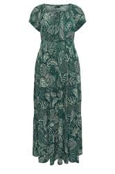 YOURS Curve Green Leaf Tie Neck Bardot Maxi Dress