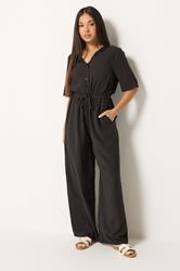 M&Co Petite Chocolate Brown Tie Waist Jumpsuit | M&Co 3