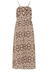 PixieGirl Petite Women's Brown Tile Print Midi Dress | PixieGirl  2