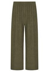 M&Co Petite Khaki Green Textured Wide Leg Trousers