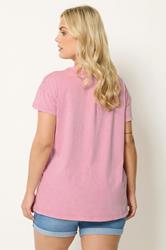 YOURS Plus Size Pink Acid Wash 'Raspberry Summer' T-Shirt | Yours Clothing 2