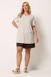 YOURS Plus Size Natural Brown Stripe Swing T-Shirt | Yours Clothing 2