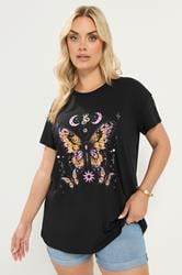 YOURS Plus Size Black Butterfly Print T-Shirt | Yours Clothing  3