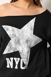 YOURS Plus Size Black NYC Slouch Sweatshirt & Jogger Set | Yours Clothing 4